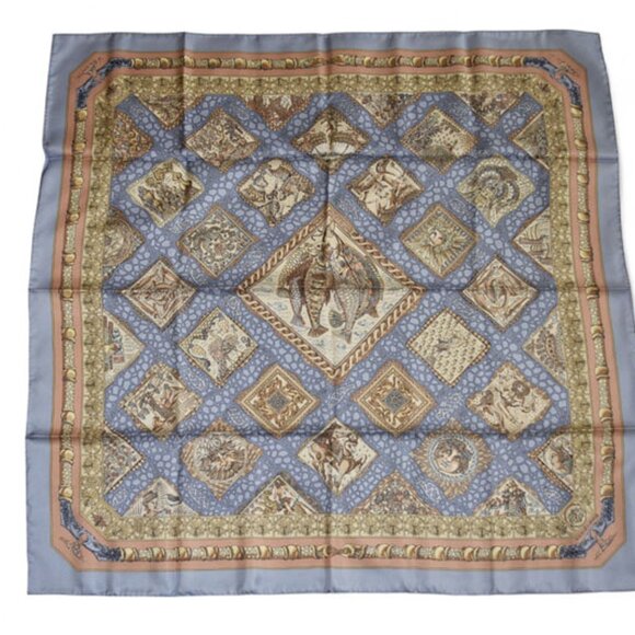HERMES Blue Silk Scarf - Picture 4 of 9